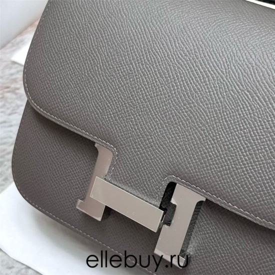 Hermes Hermès Constance 19cm Epsom Mirror Style 0L Cumulonimbus Grey Waxed Thread Silver Hardware Hand-Stitched