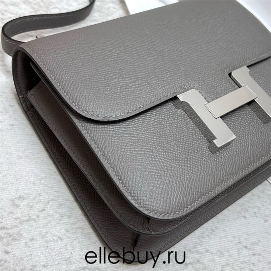 Hermes Hermès Constance 19cm Epsom Mirror Style 0L Cumulonimbus Grey Waxed Thread Silver Hardware Hand-Stitched