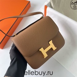 Hermes Hermès Constance 19cm Epsom 3G Chestnut Brown Waxed Thread Gold Hardware Hand-Stitched