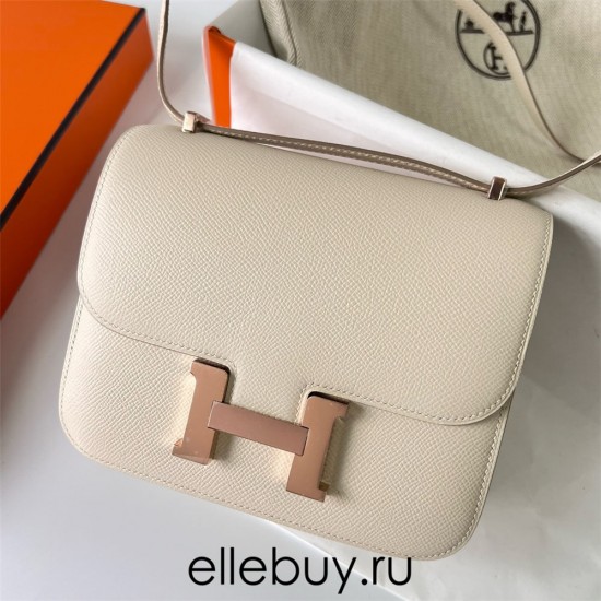 Hermes Hermès Constance 19cm Epsom Ck10 Milk White Waxed Thread Rose Gold Hardware Hand-Stitched