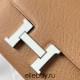 Hermes Hermès Constance 19cm Epsom Waxed Thread 0M Milk Tea Brown White Enamel Buckle Hand-Stitched