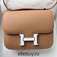 Hermes Hermès Constance 19cm Epsom Waxed Thread 0M Milk Tea Brown White Enamel Buckle Hand-Stitched