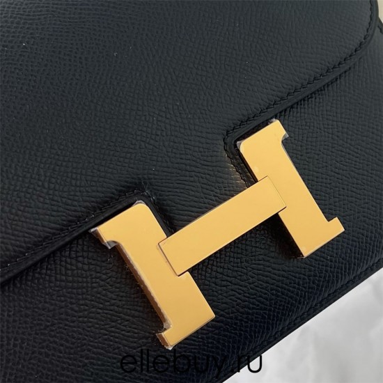 Hermes Hermès Constance 19 Mirror Style Epsom Waxed Thread Black Gold Hardware Hand-Stitched