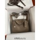 Hermes Hermès Mini Lindy 19cm Imported Taurillon Clemence Leather Dark Grey Silver Hardware Hand-Stitched