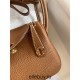 Hermes Hermès Mini Lindy 19cm Imported Taurillon Clemence Leather Gold Brown Gold Hardware Hand-Stitched