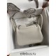 Hermes Hermès Mini Lindy 19cm Imported Taurillon Clemence Leather Pearl Grey Silver Hardware Hand-Stitched