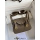 Hermes Hermès Mini Lindy 19cm Imported Taurillon Clemence Leather Elephant Grey Gold Hardware Hand-Stitched