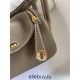 Hermes Hermès Mini Lindy 19cm Imported Taurillon Clemence Leather Elephant Grey Gold Hardware Hand-Stitched