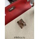 Hermes Hermès Mini Kelly 19cm Imported Epsom Leather Milk Tea Brown Inner Stitching Heart Red Rose Gold Hardware Hand-Stitched