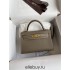 Hermes Hermès Mini Kelly 19cm Imported Epsom Leather Elephant Grey Inner Stitching Milk Tea Pink Gold Hardware Hand-Stitched