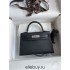 Hermes Hermès Mini Kelly 19cm Imported Epsom Leather Black Silver Hardware Hand-Stitched