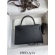 Hermes Hermès Mini Kelly 19cm Imported Epsom Leather Black Silver Hardware Hand-Stitched