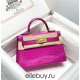 Hermes Hermès Mini Kelly 2 Arabian Nights Purple Crocodile Skin Pattern 19cm Hand-Stitched