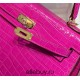 Hermes Hermès Kelly 28 Arabian Nights Purple Crocodile Skin Pattern Inner Layer Sheepskin Hand-Stitched Hand-Stitched