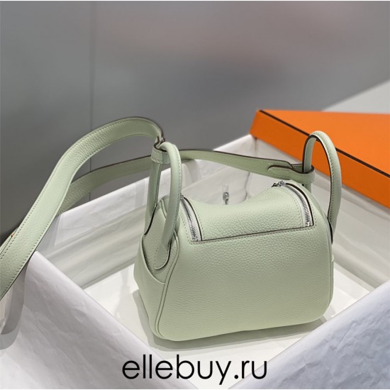 Hermes Hermès Mini Lindy 19 Togo Bubble Color Size: 19.5cm Width 12.5cm Silver Hardware Hand-Stitched