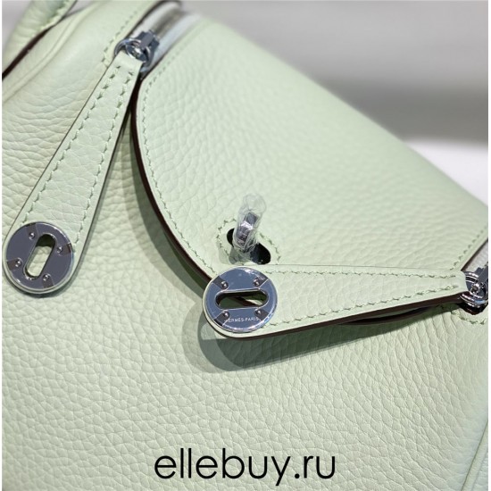 Hermes Hermès Mini Lindy 19 Togo Bubble Color Size: 19.5cm Width 12.5cm Silver Hardware Hand-Stitched