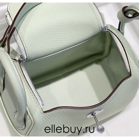 Hermes Hermès Mini Lindy 19 Togo Bubble Color Size: 19.5cm Width 12.5cm Silver Hardware Hand-Stitched