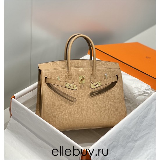 Hermes Hermès Birkin 25 Togo Milk Tea Brown Gold Hardware Hand-Stitched