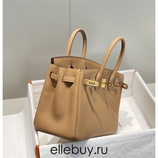 Hermes Hermès Birkin 25 Togo Milk Tea Brown Gold Hardware Hand-Stitched