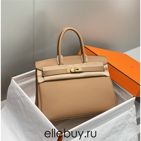 Hermes Hermès Birkin 30 Togo Milk Tea Brown Gold Hardware Hand-Stitched