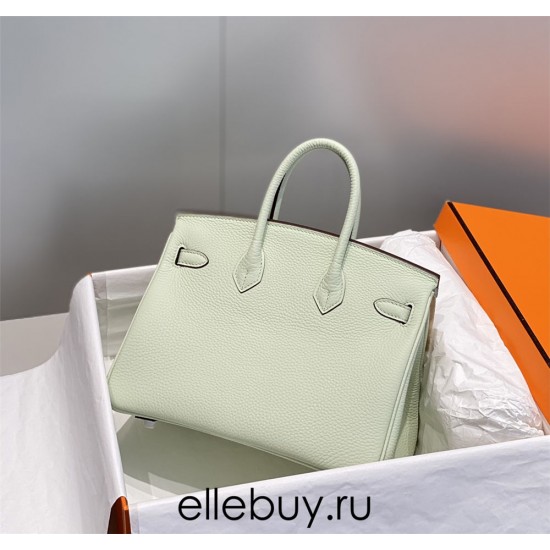 Hermes Hermès Birkin 25 Togo Bubble Green Silver Hardware Hand-Stitched