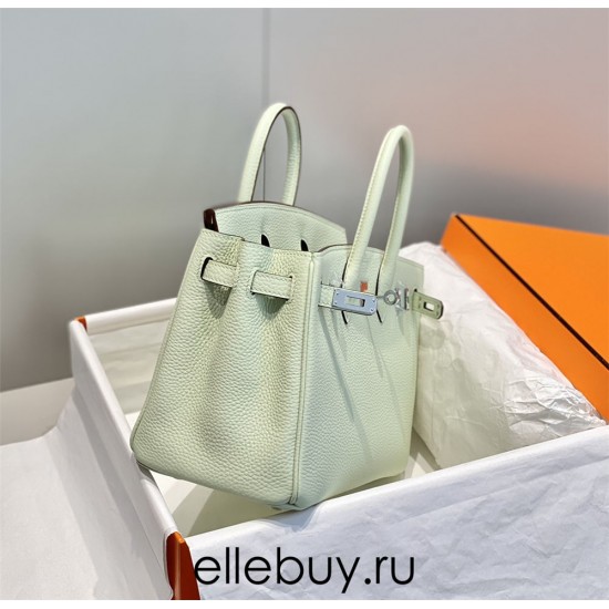 Hermes Hermès Birkin 25 Togo Bubble Green Silver Hardware Hand-Stitched