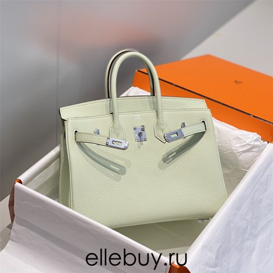 Hermes Hermès Birkin 25 Togo Bubble Green Silver Hardware Hand-Stitched