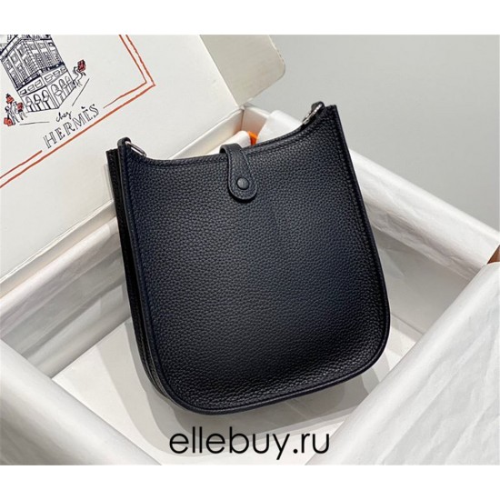 Hermes Hermès Evelyne 18 Togo Black Silver Hardware Hand-Stitched