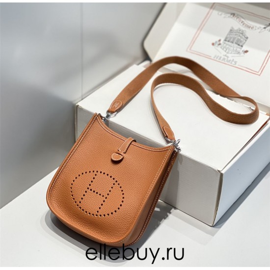 Hermes Hermès Evelyne 18 Togo Brown Silver Hardware Hand-Stitched