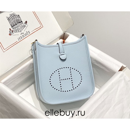 Hermes Hermès Evelyne 18 Togo Light Blue Gold Hardware Hand-Stitched