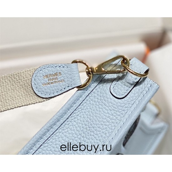 Hermes Hermès Evelyne 18 Togo Light Blue Gold Hardware Hand-Stitched