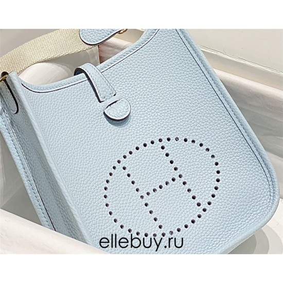 Hermes Hermès Evelyne 18 Togo Light Blue Gold Hardware Hand-Stitched