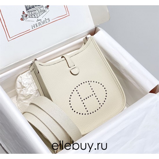 Hermes Hermès Evelyne 18 Togo White Silver Hardware Hand-Stitched