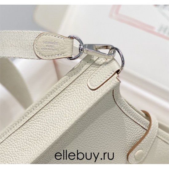 Hermes Hermès Evelyne 18 Togo White Silver Hardware Hand-Stitched