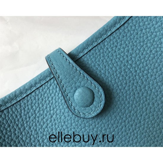 Hermes Hermès Evelyne 18 Togo Blue Gold Hardware Hand-Stitched