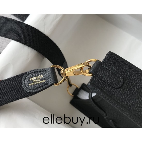 Hermes Hermès Evelyne 18 Togo Black Gold Hardware Hand-Stitched