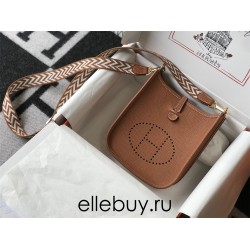 Hermes Hermès Evelyne 18 Togo Brown Gold Hardware Hand-Stitched