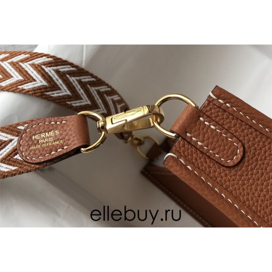 Hermes Hermès Evelyne 18 Togo Brown Gold Hardware Hand-Stitched