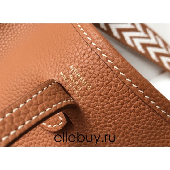 Hermes Hermès Evelyne 18 Togo Brown Gold Hardware Hand-Stitched