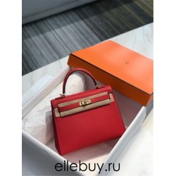 Hermes Hermès Kelly 28 Epsom Red Gold Hardware Hand-Stitched