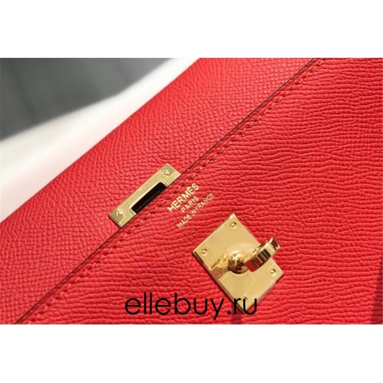 Hermes Hermès Kelly 28 Epsom Red Gold Hardware Hand-Stitched