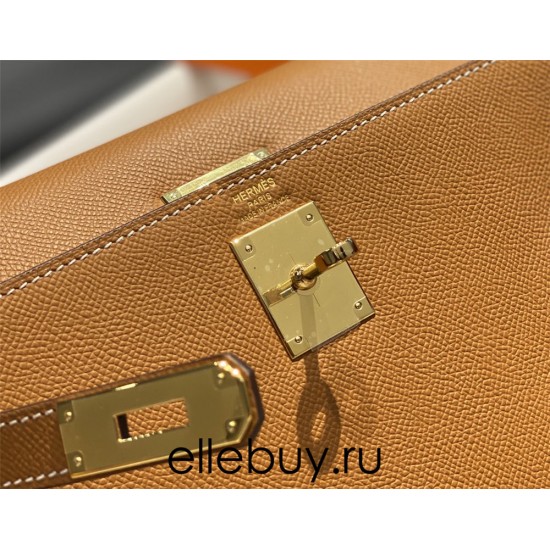 Hermes Hermès Kelly 28 Epsom Brown Gold Hardware Hand-Stitched