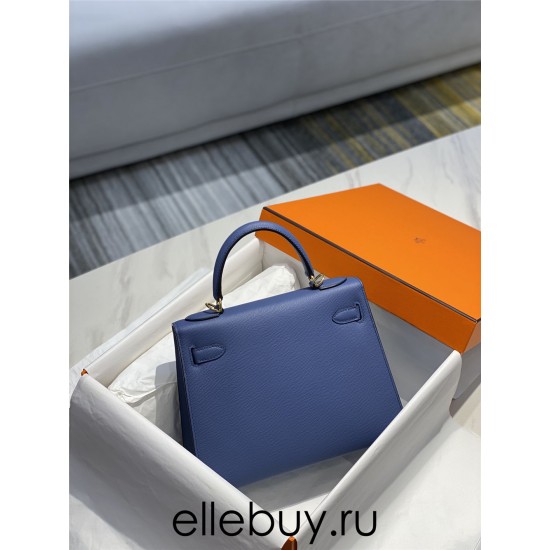 Hermes Hermès Kelly 28 Epsom Blue Gold Hardware Hand-Stitched