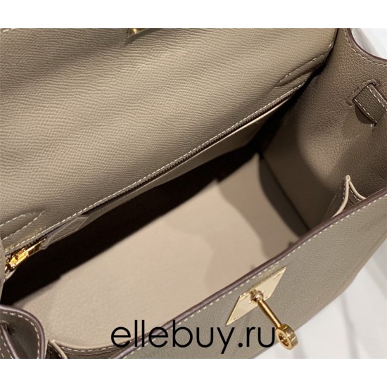 Hermes Hermès Kelly 28 Epsom Grey Gold Hardware Hand-Stitched