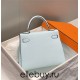 Hermes Hermès Kelly 28 Epsom Light Blue Silver Hardware Hand-Stitched