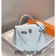 Hermes Hermès Kelly 28 Epsom Light Blue Silver Hardware Hand-Stitched