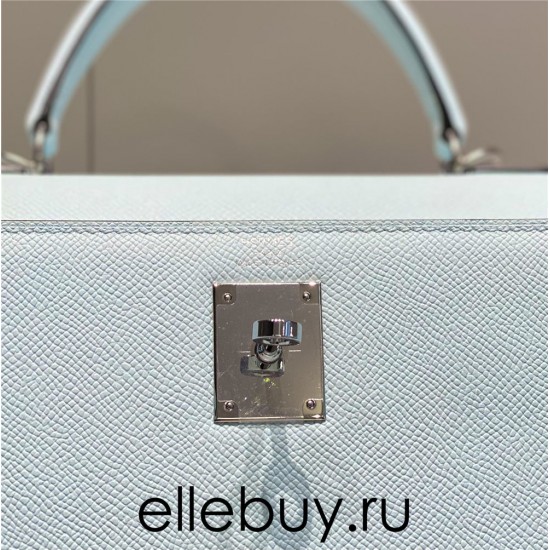 Hermes Hermès Kelly 28 Epsom Light Blue Silver Hardware Hand-Stitched