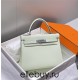 Hermes Hermès Kelly 25 Togo Bubble Green Silver Hardware Hand-Stitched