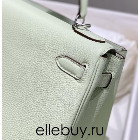 Hermes Hermès Kelly 25 Togo Bubble Green Silver Hardware Hand-Stitched