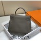 Hermes Hermès Kelly 25 Togo Dark Grey Gold Hardware Hand-Stitched